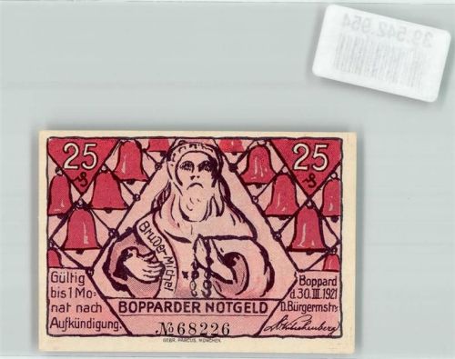 Boppard 1921 25 Pfg. Bruder Michael Bopparder Notgeld Nr. 68226