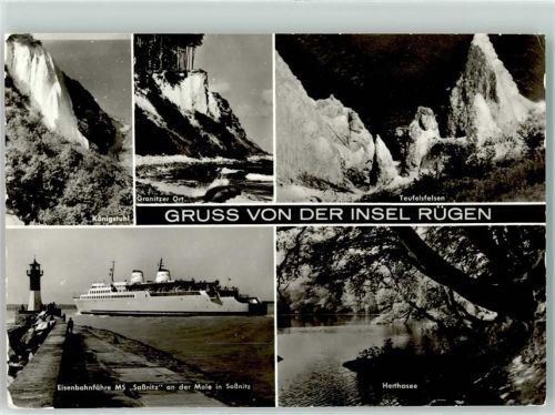 Sassnitz Königstuhl Granitzer Ort Eisenbahnfähre MS Saßnitz Herhasee Teufelsfelsen