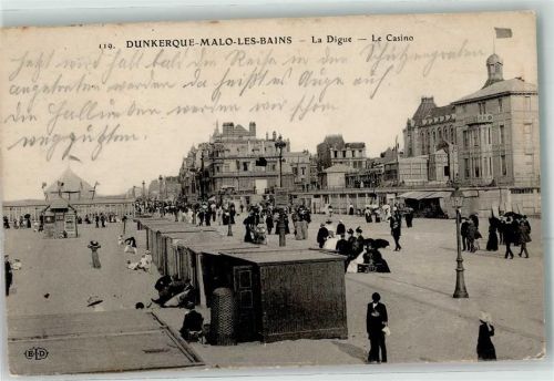 Dunkerque 1915 La Digue Le Casino Malo les Bains Fahne Laterne Feldpost 40. Infanterie Division