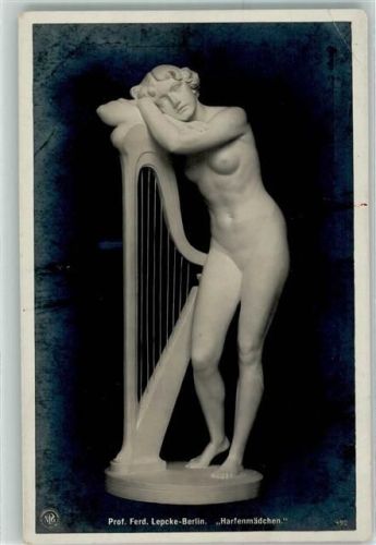 Erotik Statue Harfenmädchen NPG Nr.490 Lepcke, F.