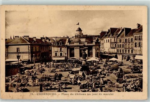 Cherbourg-Octeville Place du Chateau un jour de marche Marktszene