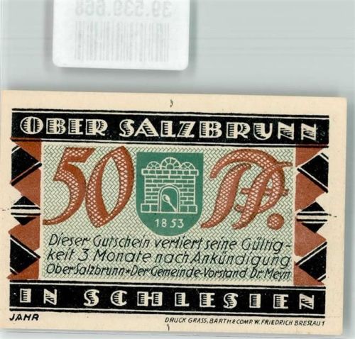 Bad Salzbrunn 1921 Notgeld 50 Pfennig 700 Jahrfeier