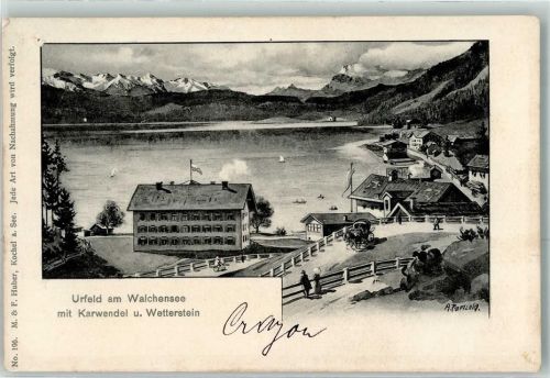 Urfeld Walchensee Karwendel Wetterstein sign. Paetzold,A.