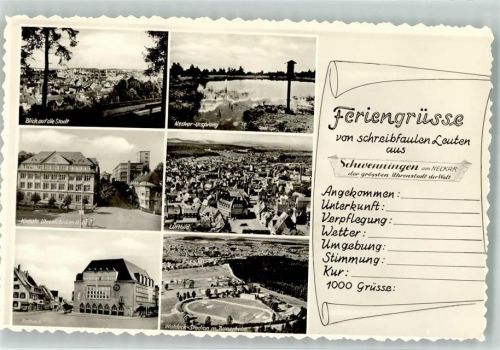 Schwenningen Blick a.d. Stadt Neckar Ursprung Kienzle Uhrenfabrik Waldeck Stadion m. Turnerheim
