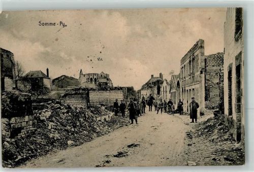 Sommepy-Tahure 1915 Trümmer Krieg Soldaten Feldpost der 1. Inf. Div. Nr.23 K.S.