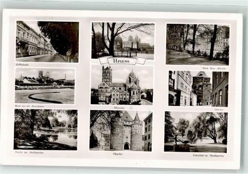 Neuss 1956 Erftstraße Rennbahn Stadtgarten Münster Obertor Herz-Jesu-Kloster Eierdieb