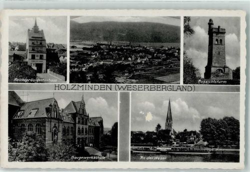 Holzminden Reichspräsidentenhaus Aussichtsturm Bauwerkschule Seitenraddampfer