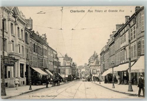 Charleville 1915 Rue Thiers et Grande Rue