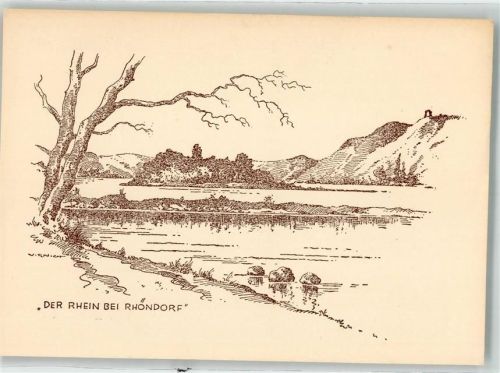 Rhöndorf Zeichnung Der Rhein bei Rhöndorf sign. Virnicht