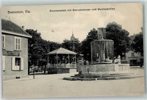 Sarre-Union 1915 Brunnenplatz mit Bocksbrunnen und Musikpavillon
