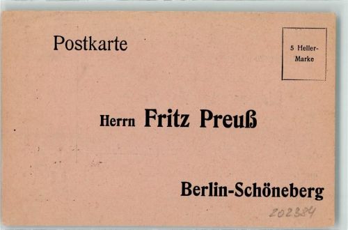 Schöneberg Herr Fritz Preuß Nervennahrung Bestellkarte