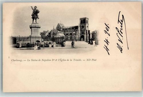 Cherbourg-Octeville 1901 Denkmal Napoleon I. und Triniete Kirche Kinderwagen