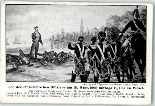 Wesel 1914 Tod der elf Schillschen Offiziere sign. Bosch Gustav