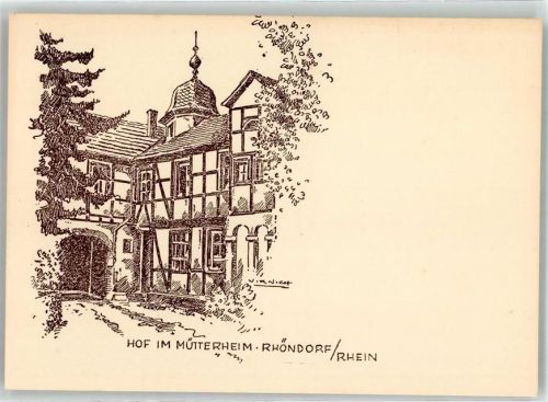 Rhöndorf Zeichnung Hof im Mütterheim sign. Virnicht