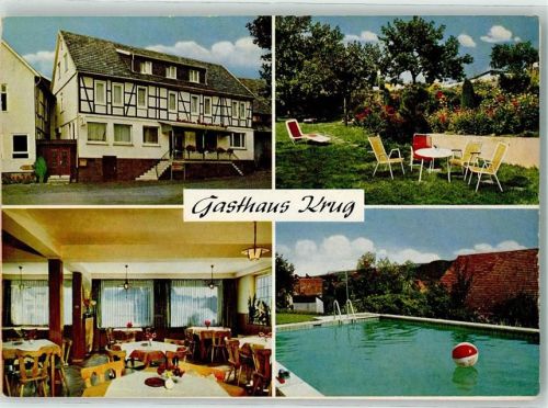 Grebenau Gasthaus Krug Garten Gastraum Schwimmbad Ball Blumen