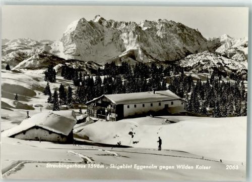 Kössen Winter Straubingerhaus Eggenalm gegen Wilden Kaiser Hüttenstempel