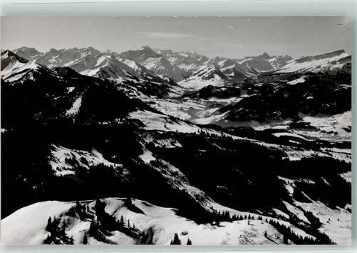 Oberjoch Klein-Walsertal Ort handschriftlich Vogelschau Winter Foto AK
