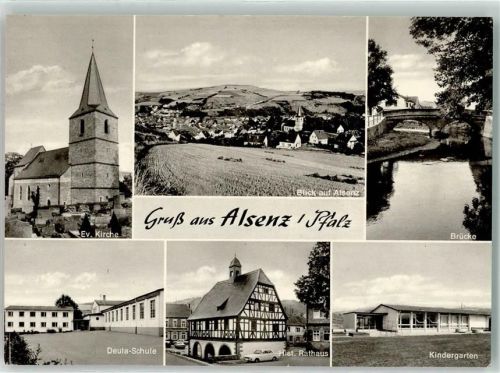 Alsenz Ev. Kirche Historisches Rathaus Alsenzbrücke Deula-Schule Kindergarten