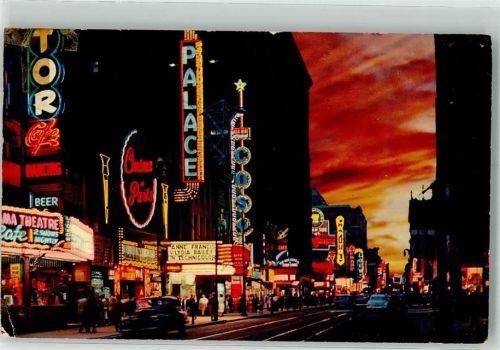 Montreal Ru Str. Catherine Foto AK Nacht Ort lt. Stempel
