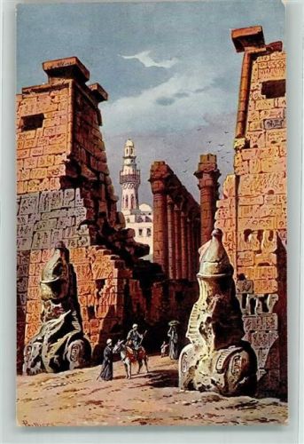 Luxor Louxor Tempel Esel Perlberg, F. Künstlerkarte