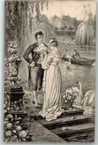 1903 Frau Paar Ruderboot Rosen Serie 237-5