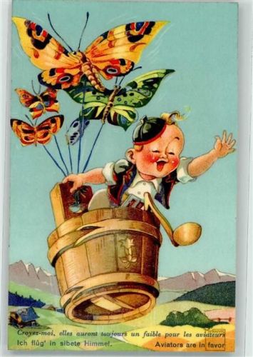 Junge fliegt mit Hilfe von Schmetterlingen Serie Nr. 24