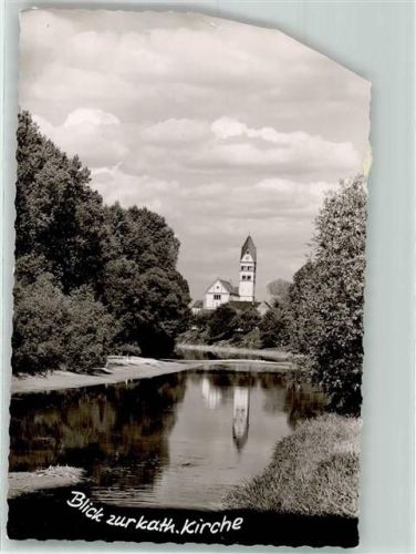 Ketsch Blick zur Katholischen Kirche Ort handschriftlich Foto Original aus Archiv eines Ansichtskartenverlags