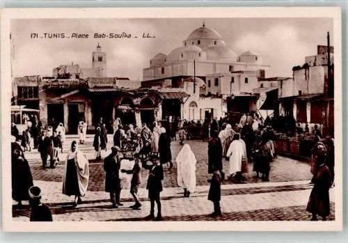 Tunis Marktszene Tracht Handlung Place Bab Souika