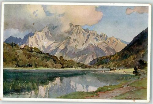 Mittenwald sign. Compton Harrison Ferchensee mit Karwendel