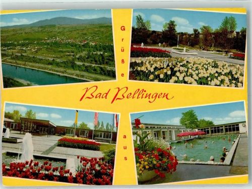 Bad Bellingen Grüße Schwimmbad Blumen Fahnen Springbrunnen