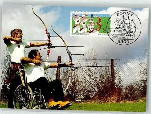 Bonn Bogenschießen Behintertensport Rollstuhl Sonderstempel Für den Sport Erstausgabetag 15.4.1982