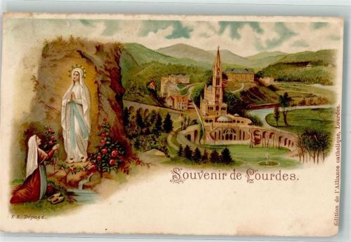 Lourdes Kirche Lithographie