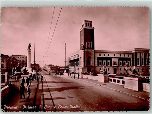 Pescara 1950 Palazzo di Citta Corso Italia Denkmal Foto AK