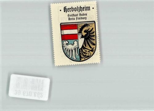 Herbolzheim Vignette Freistaat Baden Kreis Freiburg Wappen Adler Vignette Freistaat Baden Kreis Freiburg roter Schrägbalken Üsenbergflügel Rot Weiß Kaffee Hag
