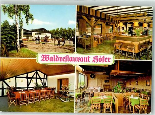 Sonsbeck Waldrestaurant Gasthaus Cafe Höfer Gastraum Pferde Reiten Auto Bar Schlitten Holzrad
