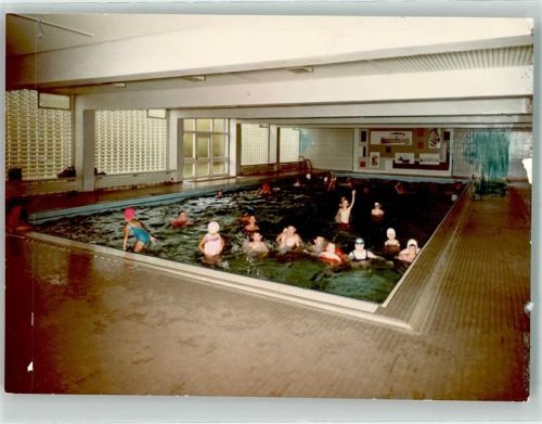 Nunkirchen Hallenbad Schwimmbad Bademode Ort handschriftlich Foto Original aus Archiv eines Ansichtskartenverlags