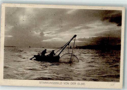 1913 Auf der Elbe Am Abend