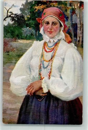1916 sign. Boatschkouri A. Frau Tracht Im vollen Schmuck Moderne Meister TSN Nr.46