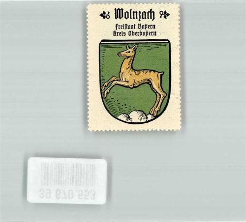 Wolnzach Vignette Königreich Bayern Kreis Oberbayern Wappen Reh Grün silberner Dreiberg Kaffee Hag