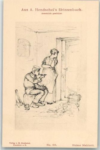 Aus A. Hendschel`s Skizzenbuch Nr. 86 Heisse Mahlzeit Uniform