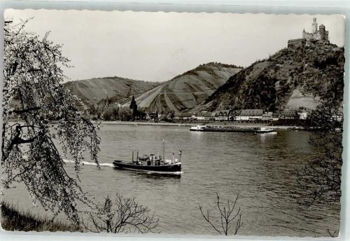 Braubach Marksburg Dampfschiff Frachtschiff Ort handschriftlich Foto Original aus Archiv eines Ansichtskartenverlags