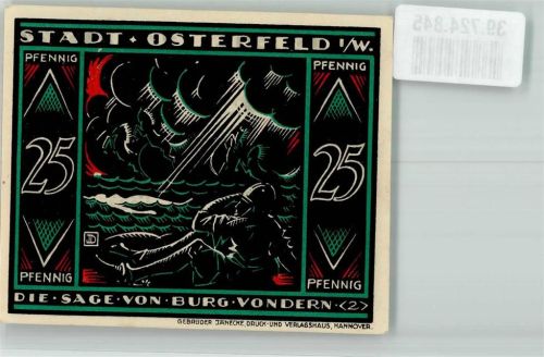 46045 W4200 Osterfeld 1921 Notgeldschein 25 Pfennig Die Sage von Burg Vondern 2