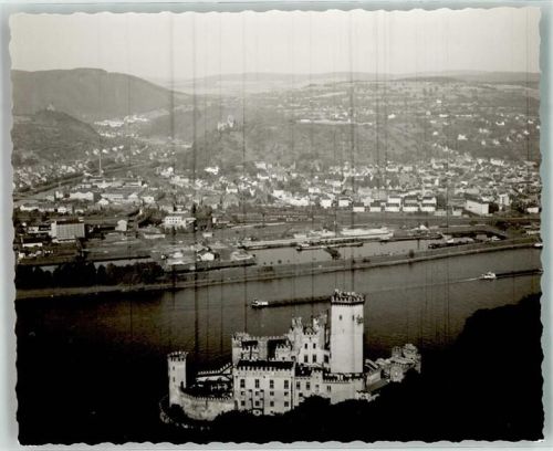 Oberlahnstein Fliegeraufnahme Burg Ort handschriftlich Foto Original aus Archiv eines Ansichtskartenverlags