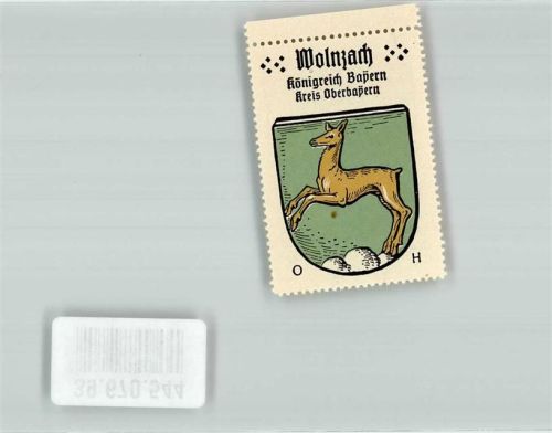 Wolnzach Vignette Königreich Bayern Kreis Oberbayern Wappen Reh Grün silberner Dreiberg Kaffee Hag