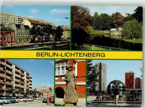 Lichtenberg Straße der Befreiung Stadtpark Robert-Uhrig-Straße Sandsteinplastik Hermes Neubaugebiet Ho-Chi-Minh-Straße VEB Bild und Heimat