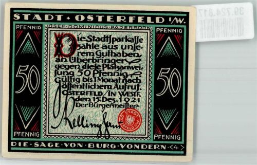 Osterfeld 1921 50 Pfennig Die Sage von Burg Vondern 4