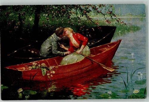 sign. Gitter H. Seerose Liebespar Ruderboot Galerie Münchner Meister Nr. 331
