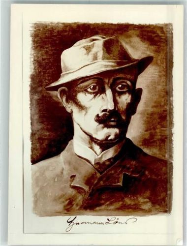 Fallingbostel Portraitmalerei vom Heidedichter Hermann Löns Foto Original aus Archiv eines Ansichtskartenverlags Ort handschriftlich