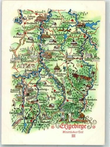 Zschopau Erzgebirge Westlicher Teil Landkarte