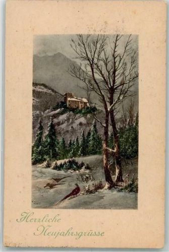 1921 Passepartou Neujahr Fasan Winter Serie 347/4